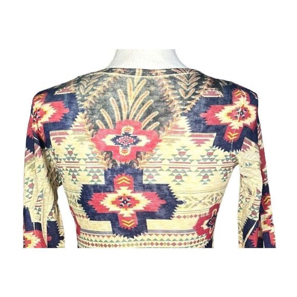 Vocal Top Size Small Red Blue Aztec Rodeo Western Studded Embellished Santa Fe - Picture 5 of 9